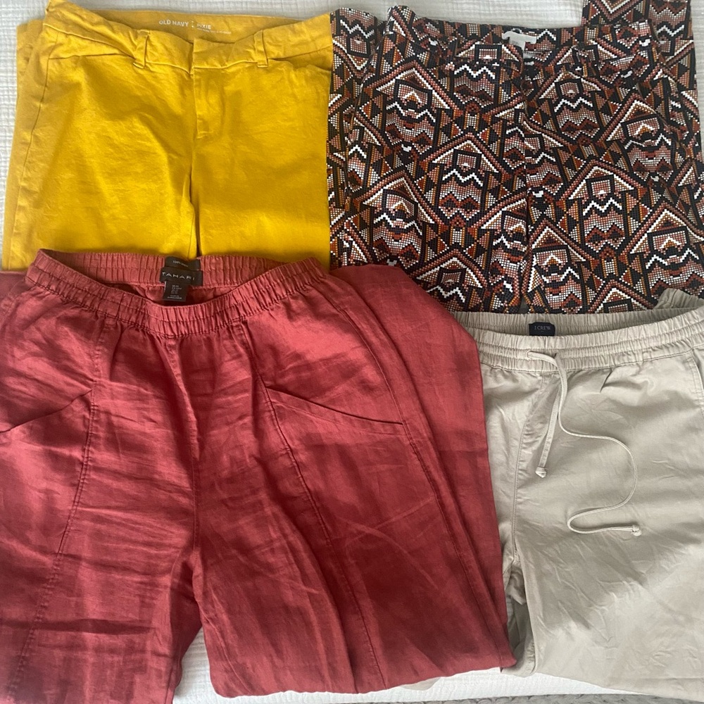 Reseller Bundle 4 pair of pants mix sizes Tahari linen H&M J Crew Old Navy
